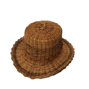 Woven Rattan Decorative Hat - Brown